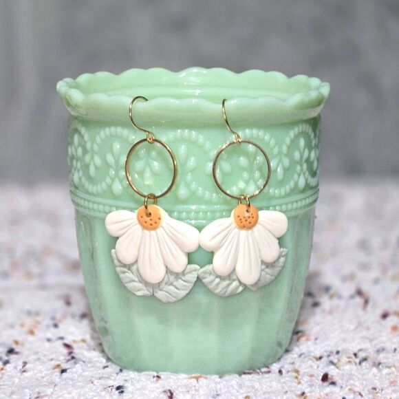 Handmade Polymer Clay Hoop Earrings - Picture 1 of 6